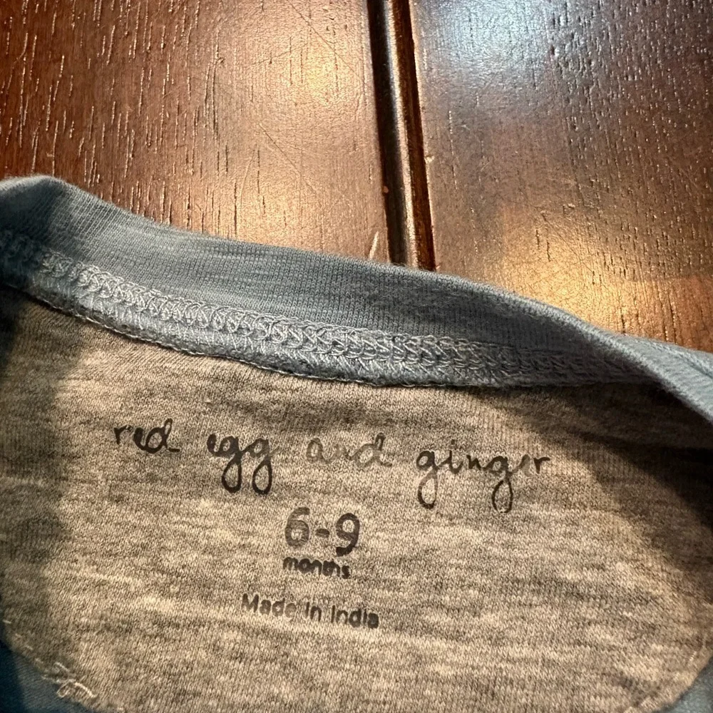 Red Egg and Ginger Baby Blue Bunny & Cat Romper, 6-9 Months